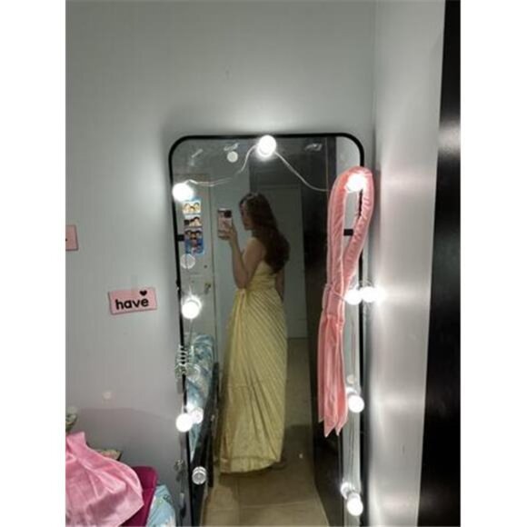 NEW - Elegant Yellow Pleated Ruffle Hem Asymmetrical Neck Dress - Picture 7 of 8